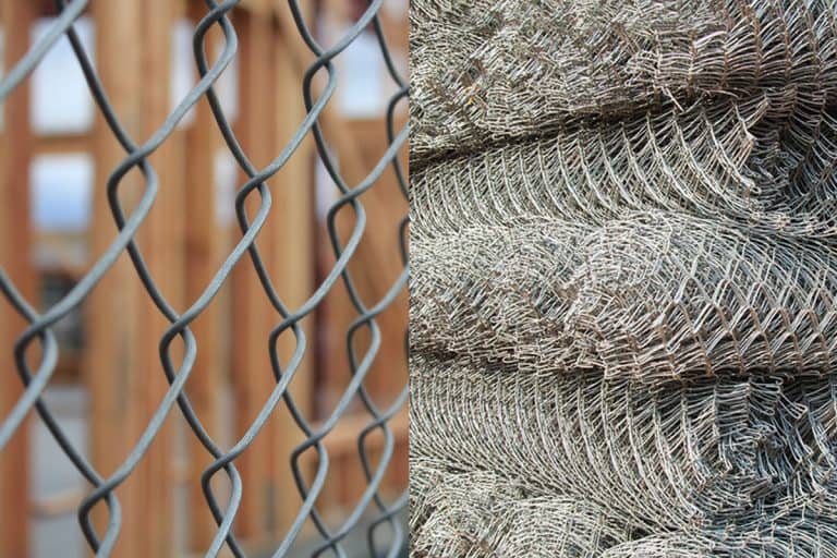 A collage of chain link fence and rolls of wire mesh placed them in storage, Chain Link Fence Vs. Wire Mesh: Which to Choose?