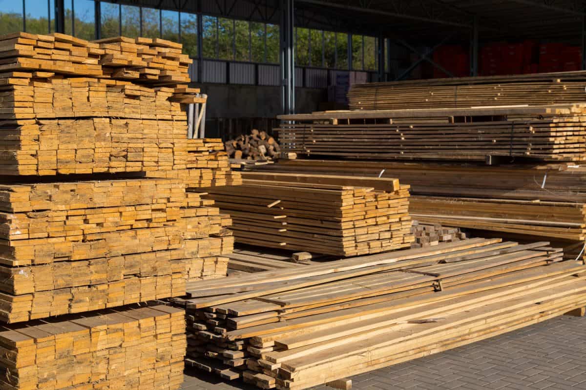 A huge stockpile of pressure treated wood