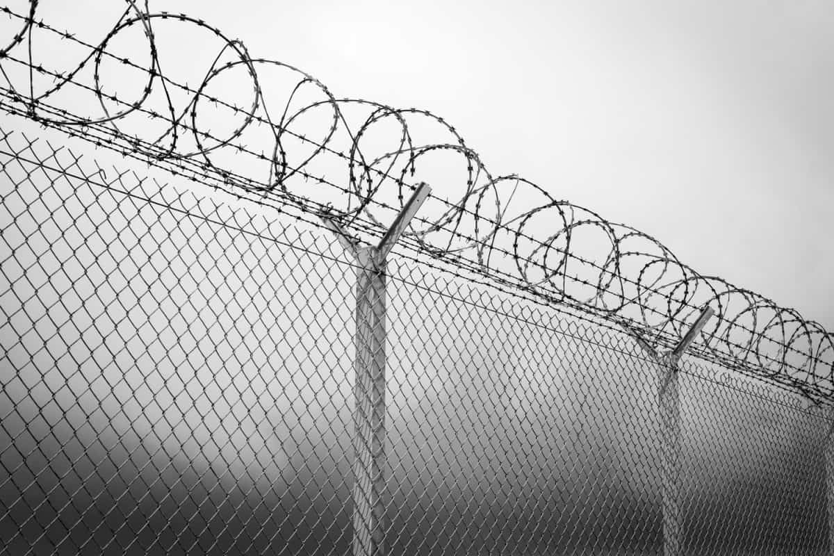 Barbed wire - restricted area, black and white
