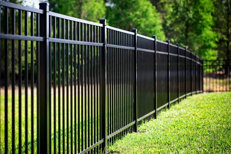 Black Aluminum Fence - How To Cover A Wrought Iron Fence For Privacy
