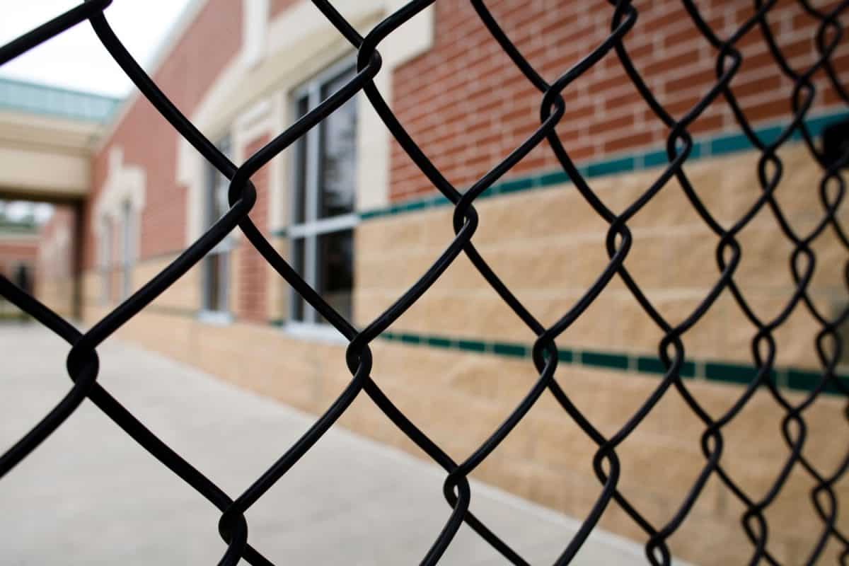 Black chain link fence