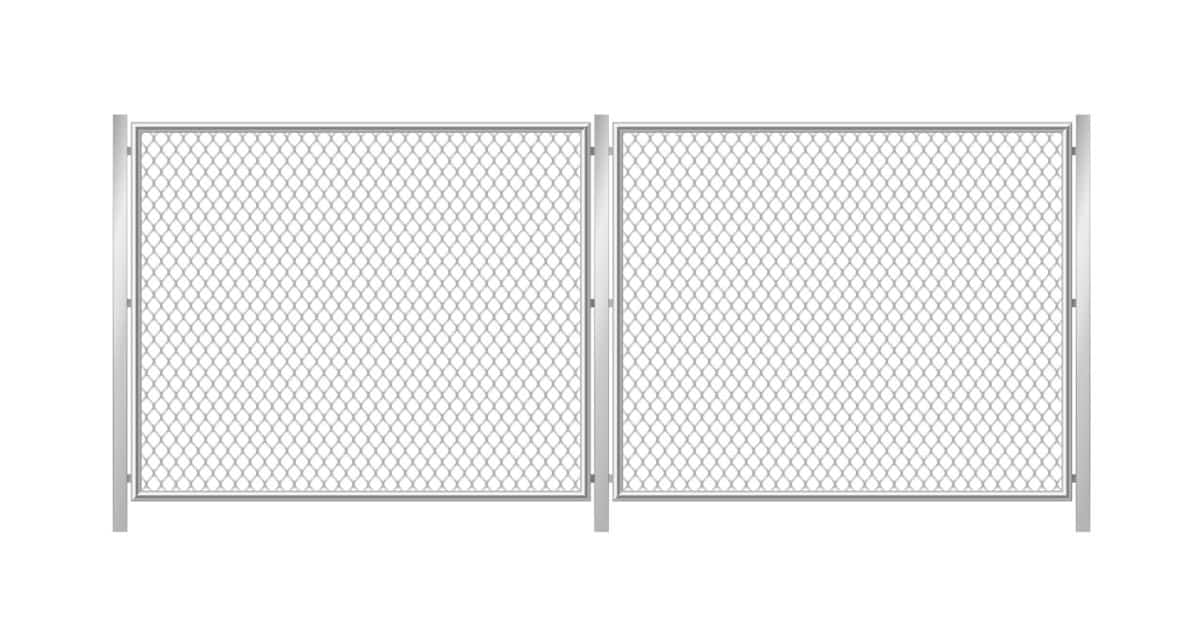Chain link fence. Realistic metal wire mesh fence on white background