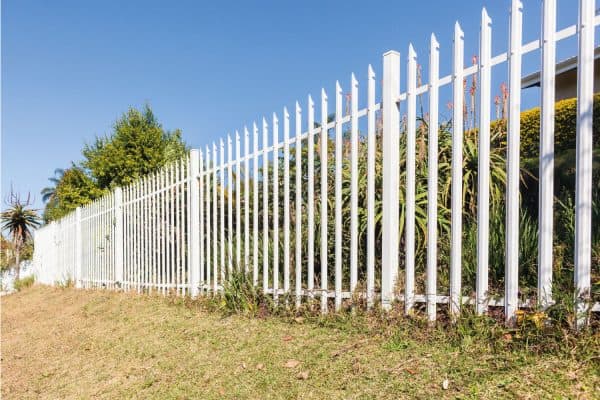Fence steel white boundary structure.