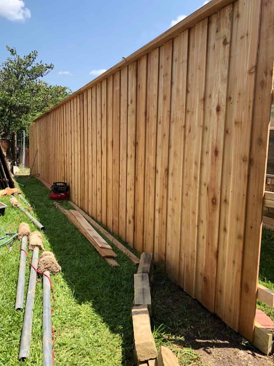 Progress picture of new fence installation
