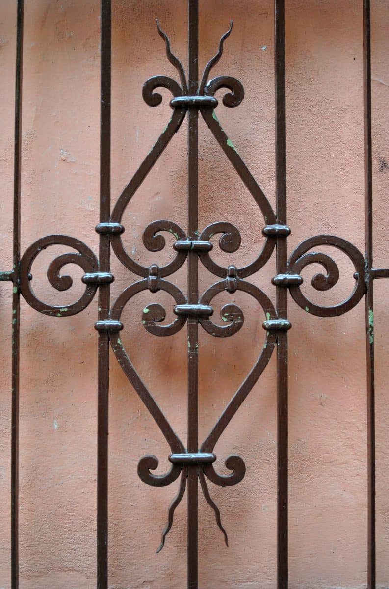 Vintage Decorative Wrought Iron Panel in Close Up
