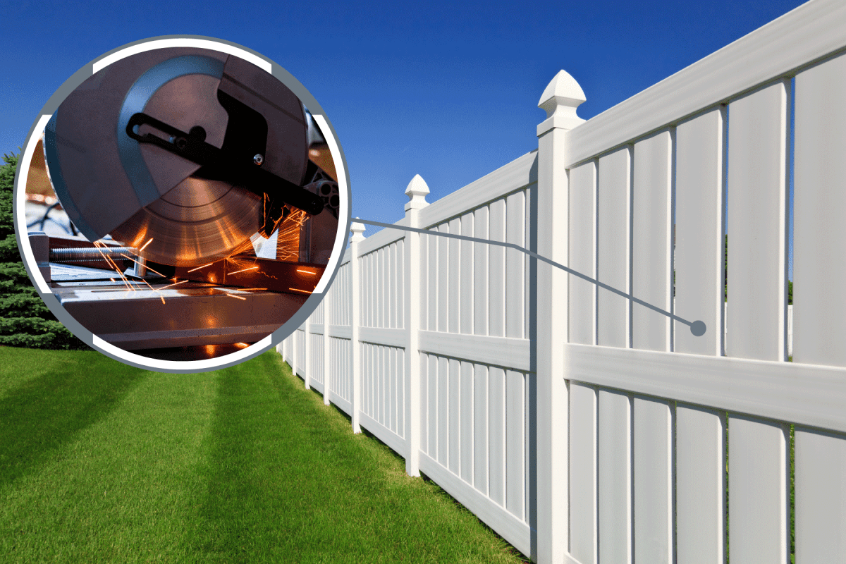 A white vinyl fence and properly lawned yard, What Kind Of Blade To Cut Vinyl Fence
