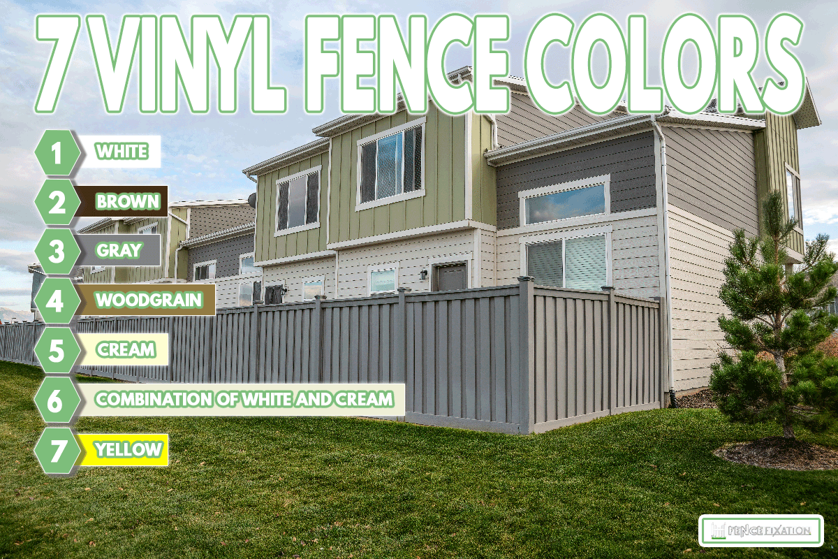 Gray vinyl fence on a residential area, How To Choose Vinyl Fence Color [7 Image Examples Of Available Colors!]