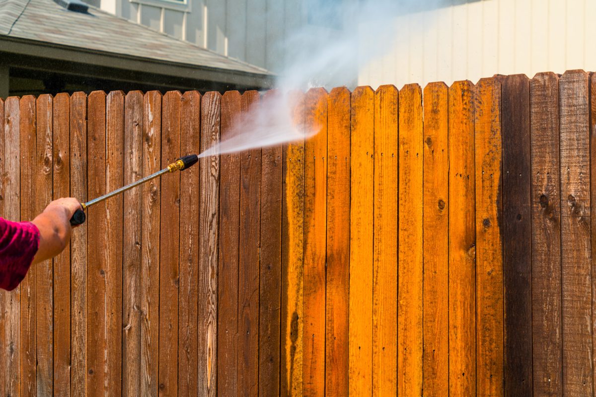 Pressure Washing Wooden Fence


