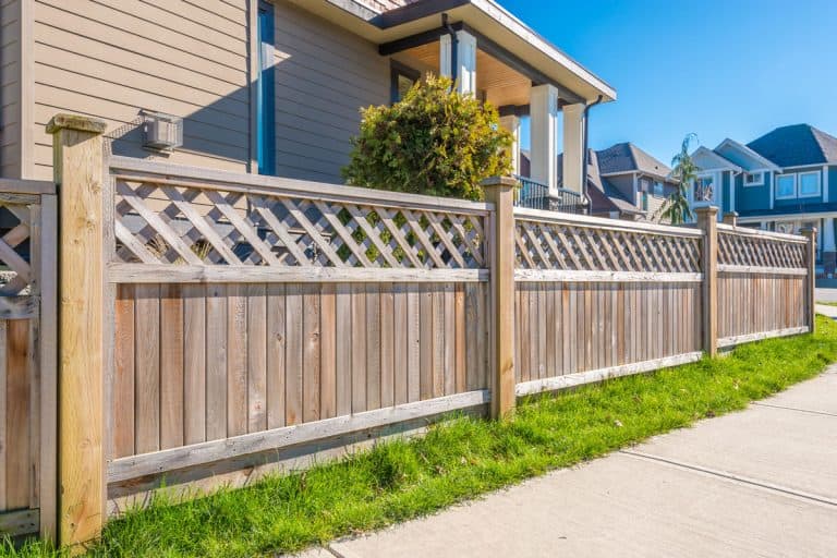 wooden fence with green lawn and houses, Best Wood For Fence Posts